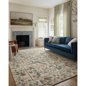 Loloi Rifle Paper Co. Laurel Collection LAU-04 Cream/Multi 5′-3″ x 7′-8″ Area Rug(Ivory)