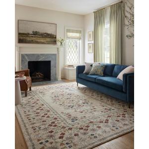 Loloi Rifle Paper Co. Laurel Collection LAU-04 Cream/Multi 5′-3″ x 7′-8″ Area Rug(Linen)