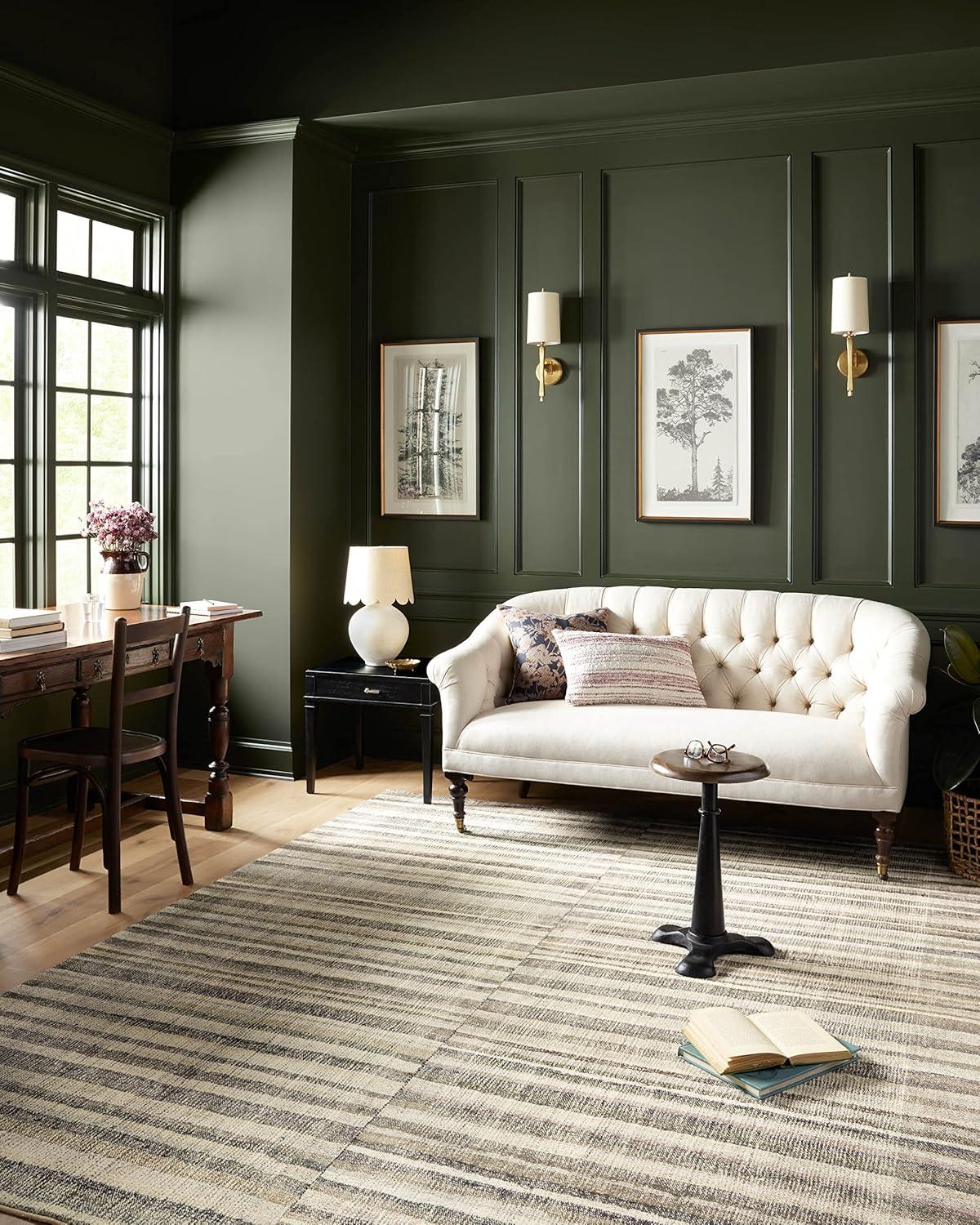 image:imageLoloi Chris Loves Julia Humphrey Collection HUM02 IvoryMulti 73 x 93 38 Pile Height Area Rug feat CloudPileNatural Moss