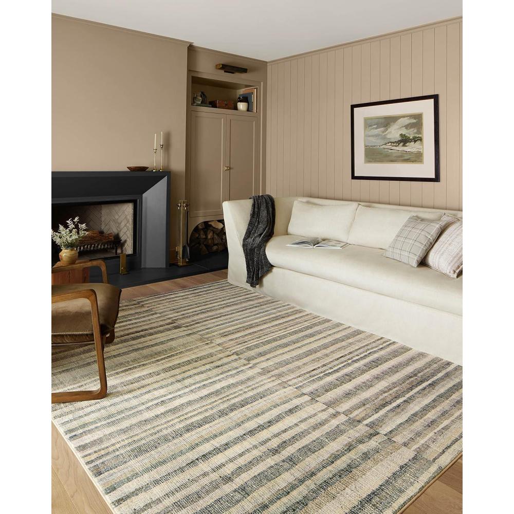 image:imageLoloi Chris Loves Julia Humphrey Collection HUM02 IvoryMulti 73 x 93 38 Pile Height Area Rug feat CloudPileNatural Moss