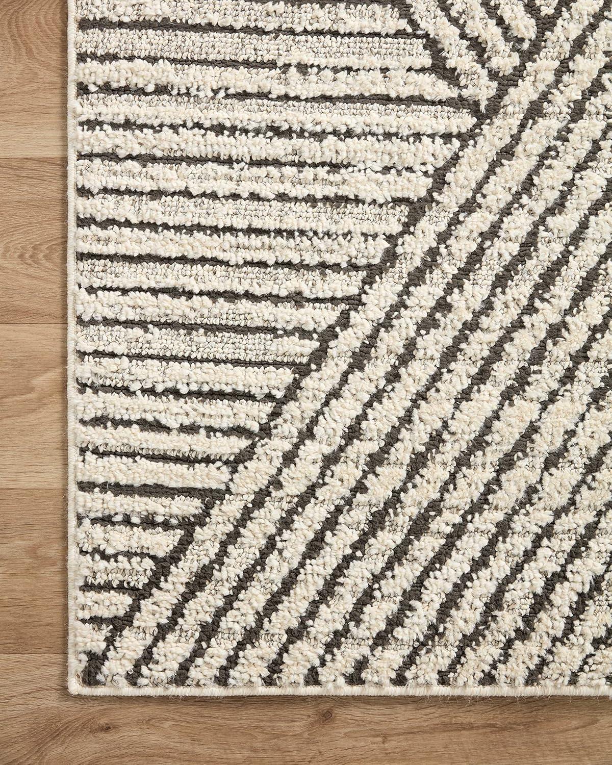 image:imageLoloi Fabian Collection FAB02 IvoryCharcoal 92 x 13 Area RugCharcoal Ivory