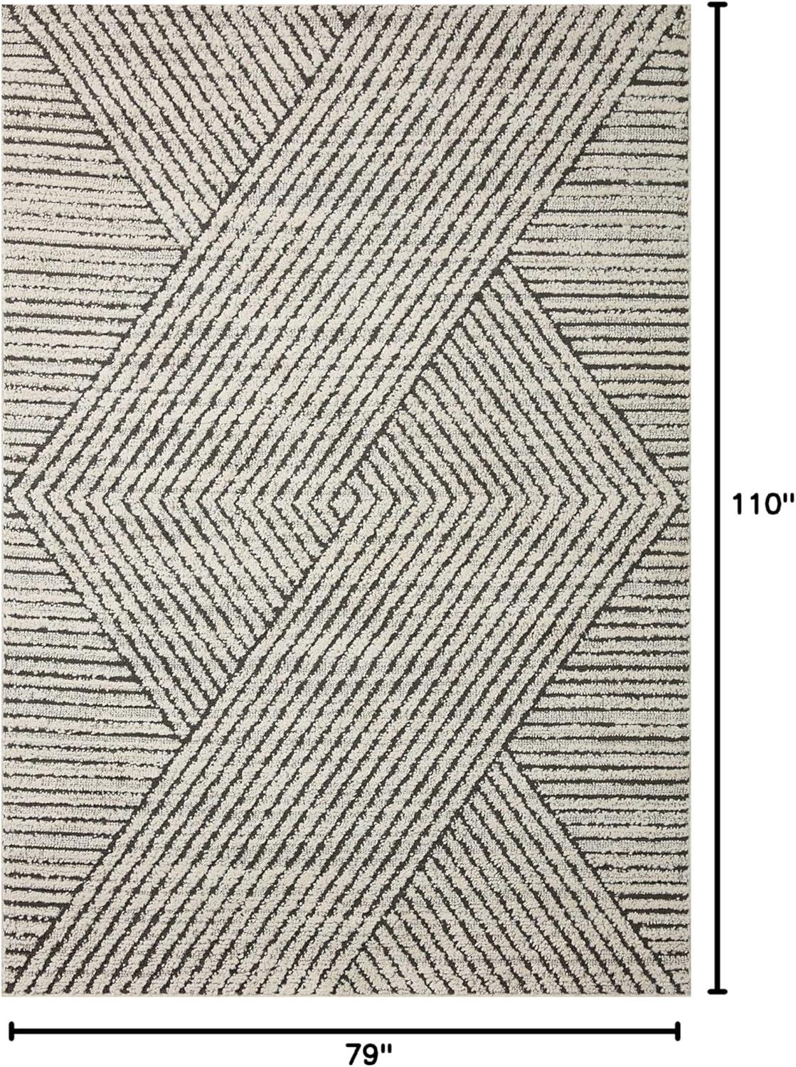 image:imageLoloi Fabian Collection FAB02 IvoryCharcoal 92 x 13 Area RugCharcoal Ivory