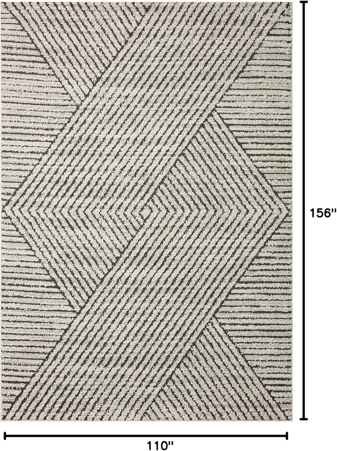 image:imageLoloi Fabian Collection FAB02 IvoryCharcoal 92 x 13 Area RugCharcoal Ivory