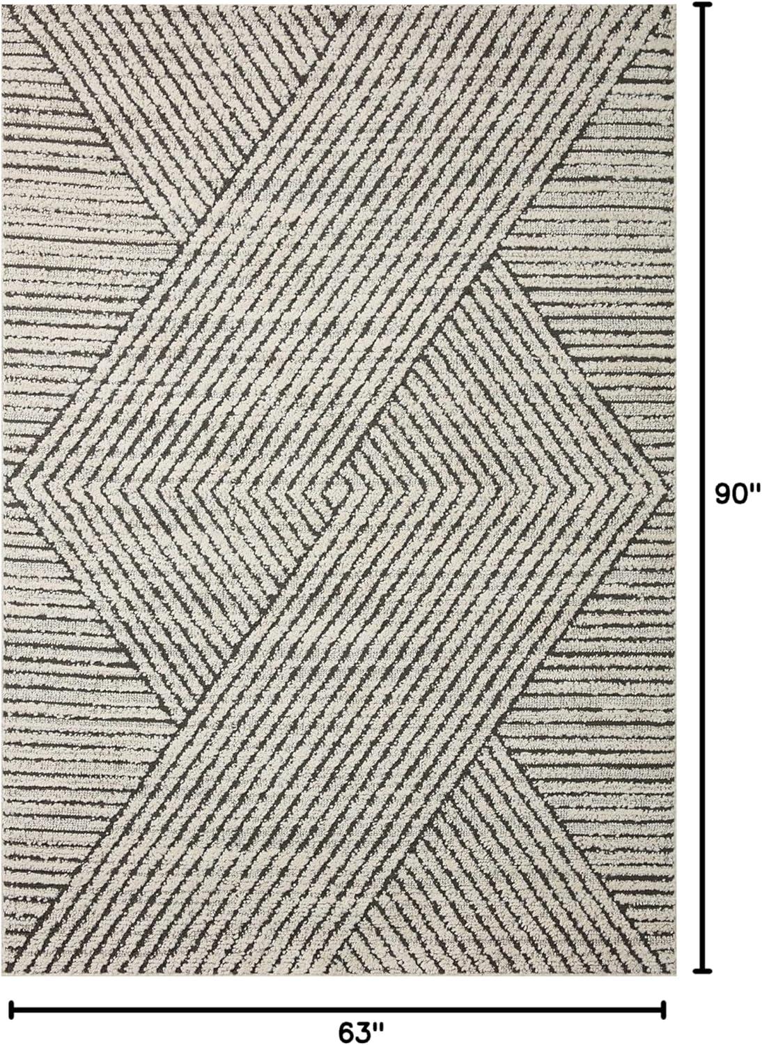 image:imageLoloi Fabian Collection FAB02 IvoryCharcoal 92 x 13 Area RugCharcoal Ivory