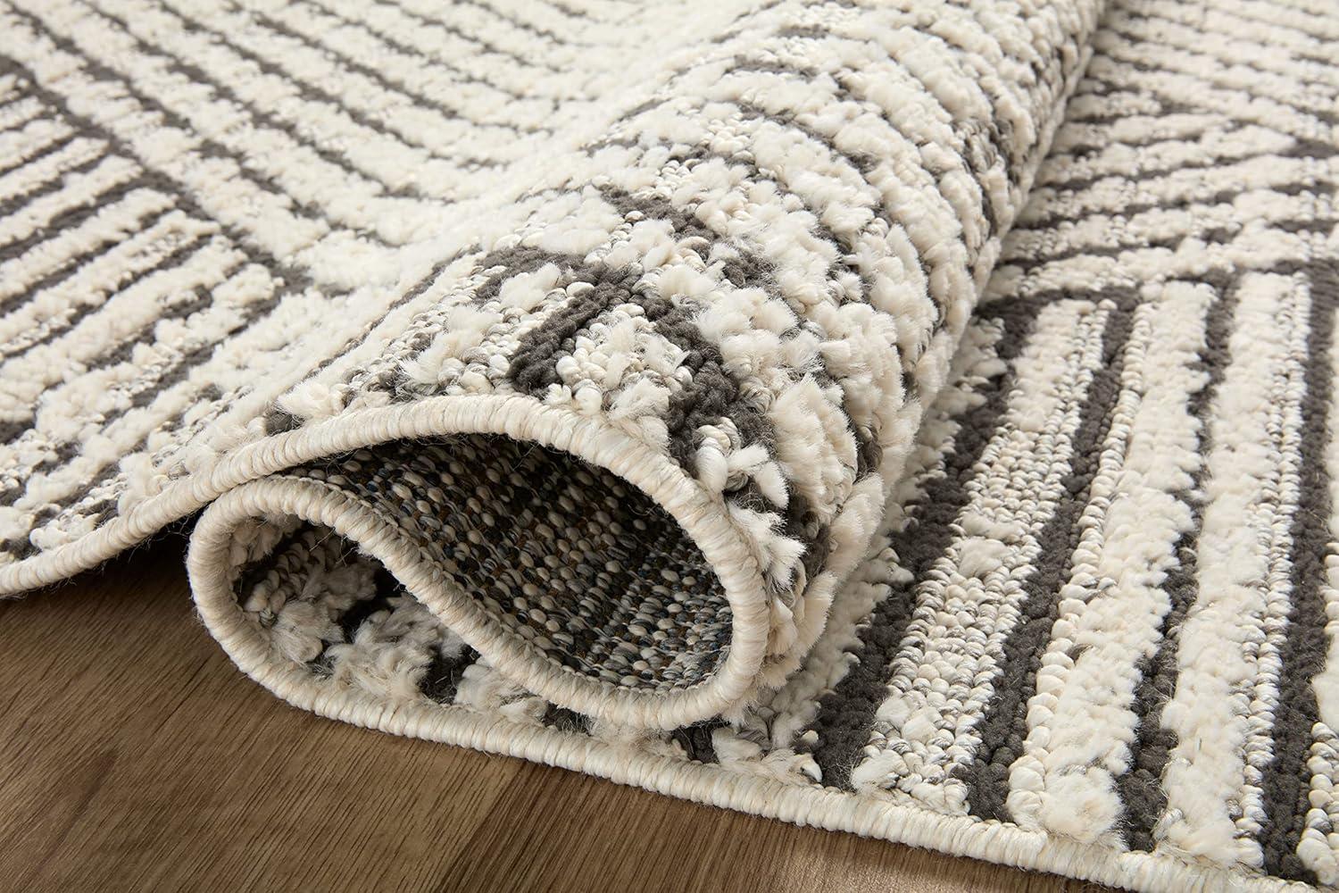 image:imageLoloi Fabian Collection FAB02 IvoryCharcoal 92 x 13 Area RugCharcoal Ivory