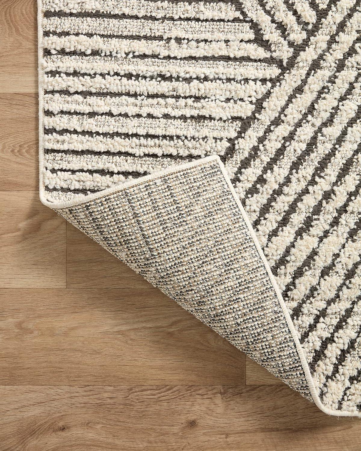 image:imageLoloi Fabian Collection FAB02 IvoryCharcoal 92 x 13 Area RugCharcoal Ivory