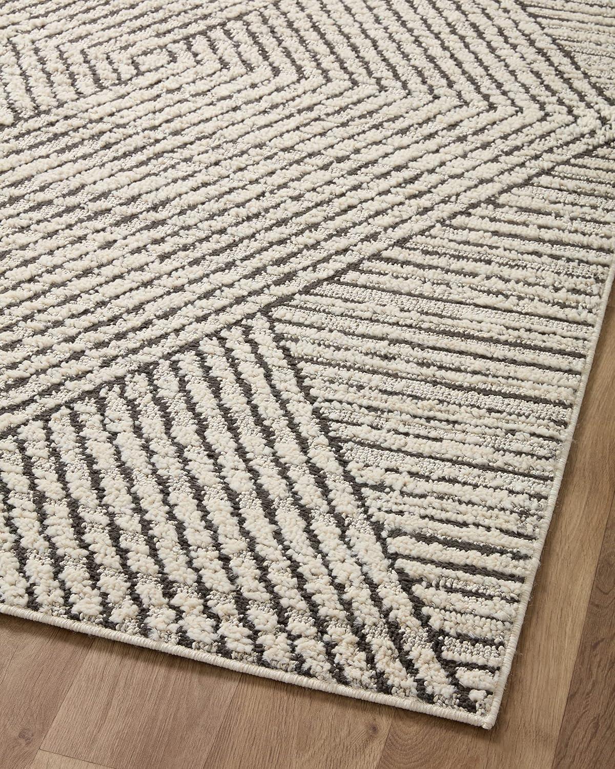 image:imageLoloi Fabian Collection FAB02 IvoryCharcoal 92 x 13 Area RugCharcoal Ivory