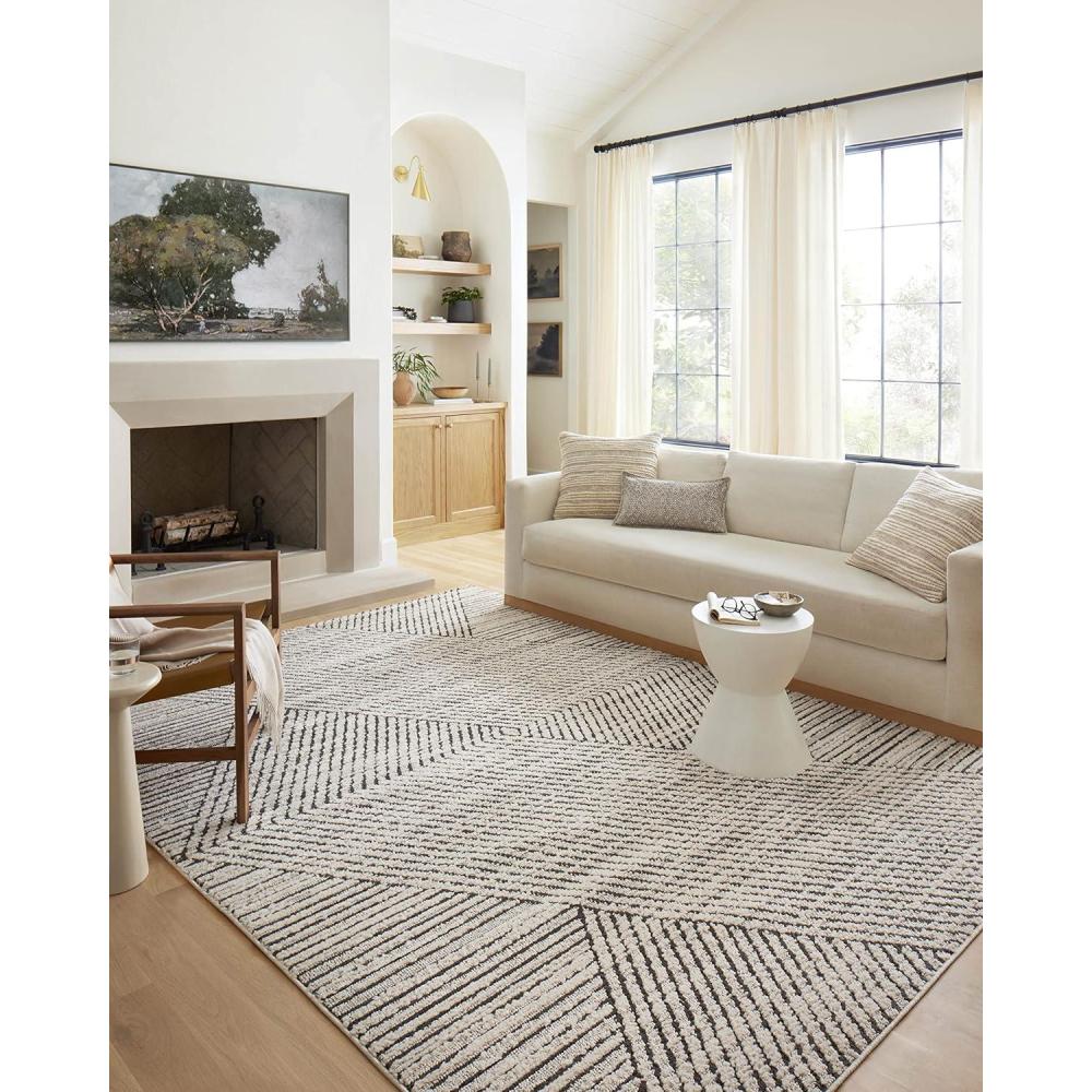 image:imageLoloi Fabian Collection FAB02 IvoryCharcoal 92 x 13 Area RugCharcoal Ivory