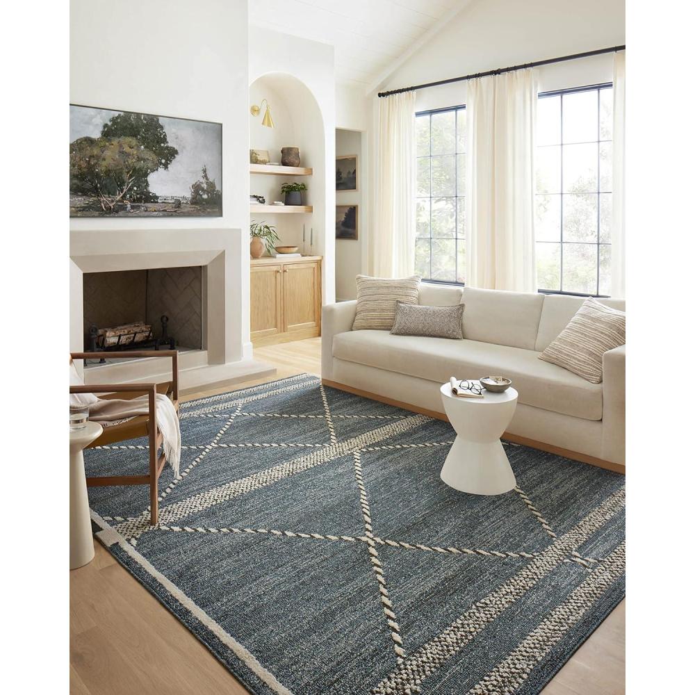 image:imageLoloi Fabian Collection FAB02 IvoryCharcoal 92 x 13 Area RugDenim Charcoal