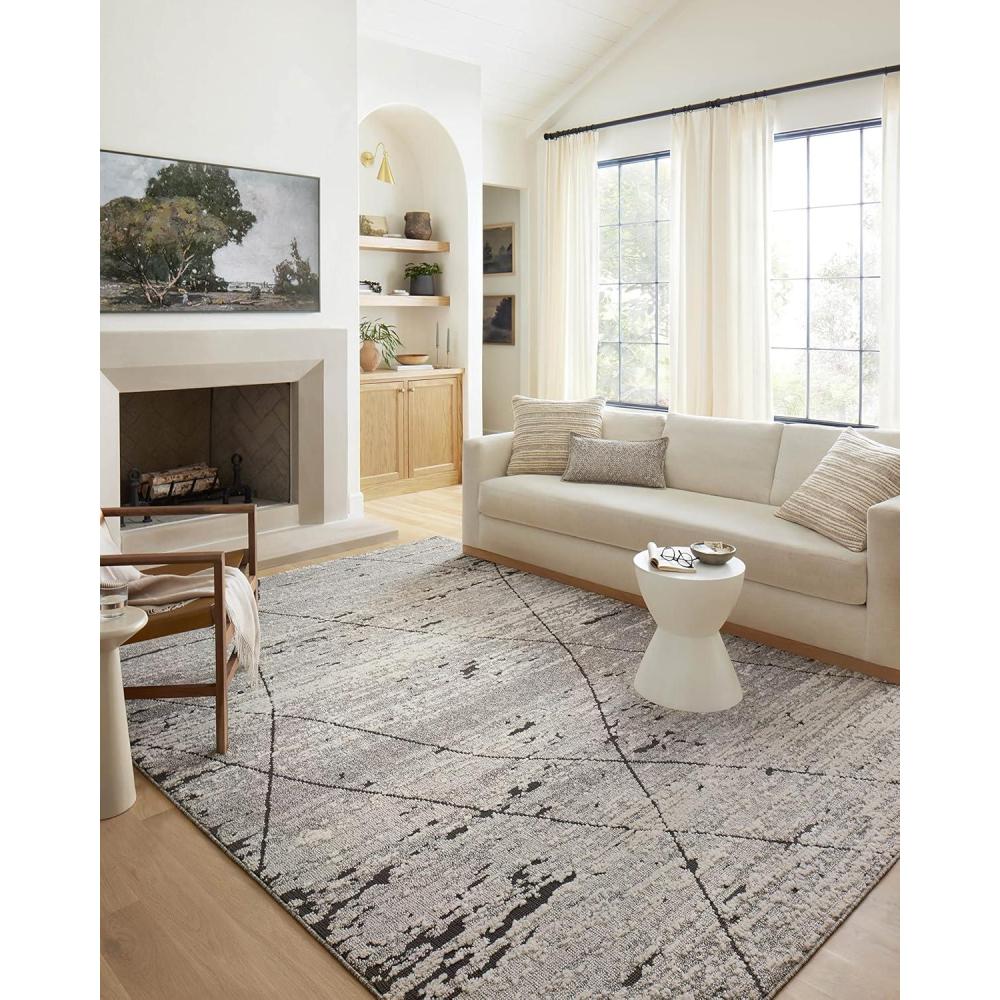 image:imageLoloi Fabian Collection FAB02 IvoryCharcoal 92 x 13 Area RugGrey  Charcoal