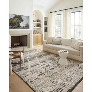 Loloi Fabian Collection FAB-02 Ivory/Charcoal 9′-2″ x 13′ Area Rug(Charcoal / Cream)