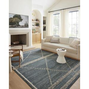 Loloi Fabian Collection FAB-02 Ivory/Charcoal 9′-2″ x 13′ Area Rug(Denim / Charcoal)