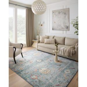 Loloi Margot Collection MAT-04 Antique/Sage 3′-6″ x 5′-6″ Accent Rug feat. CloudPile, No-Shed Easy Clean Large Patterned Area Rug for Living Room, Bedroom, Dining Area(Denim / Multi)