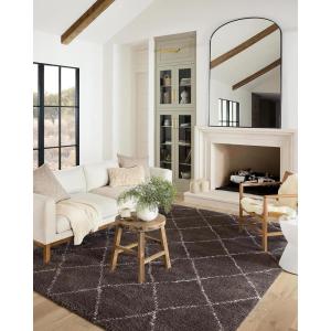 Loloi Bliss Shag Collection BLS-05 Grey/White 3’11” x 6′ Runner Rug(Bark / Grey)