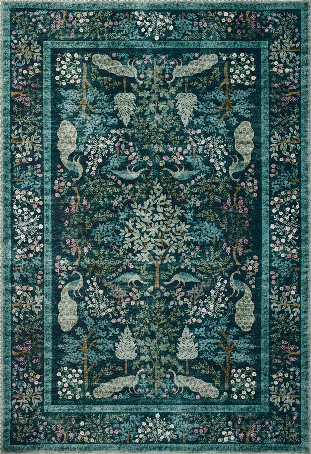 image:imageLoloi Rifle Paper Co Canopy Collection CNP05 Teal 23 x 39 Accent Rug