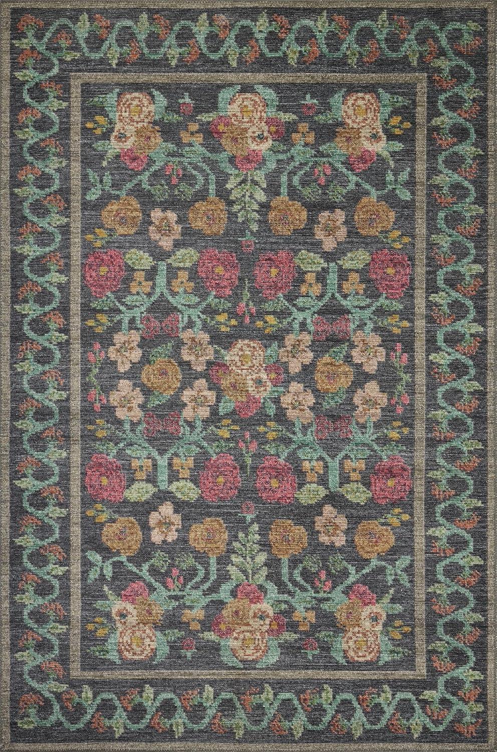 image:imageLoloi Rifle Paper Co Rosa Collection RSA02 Sky 76 x 96 Area RugBlack