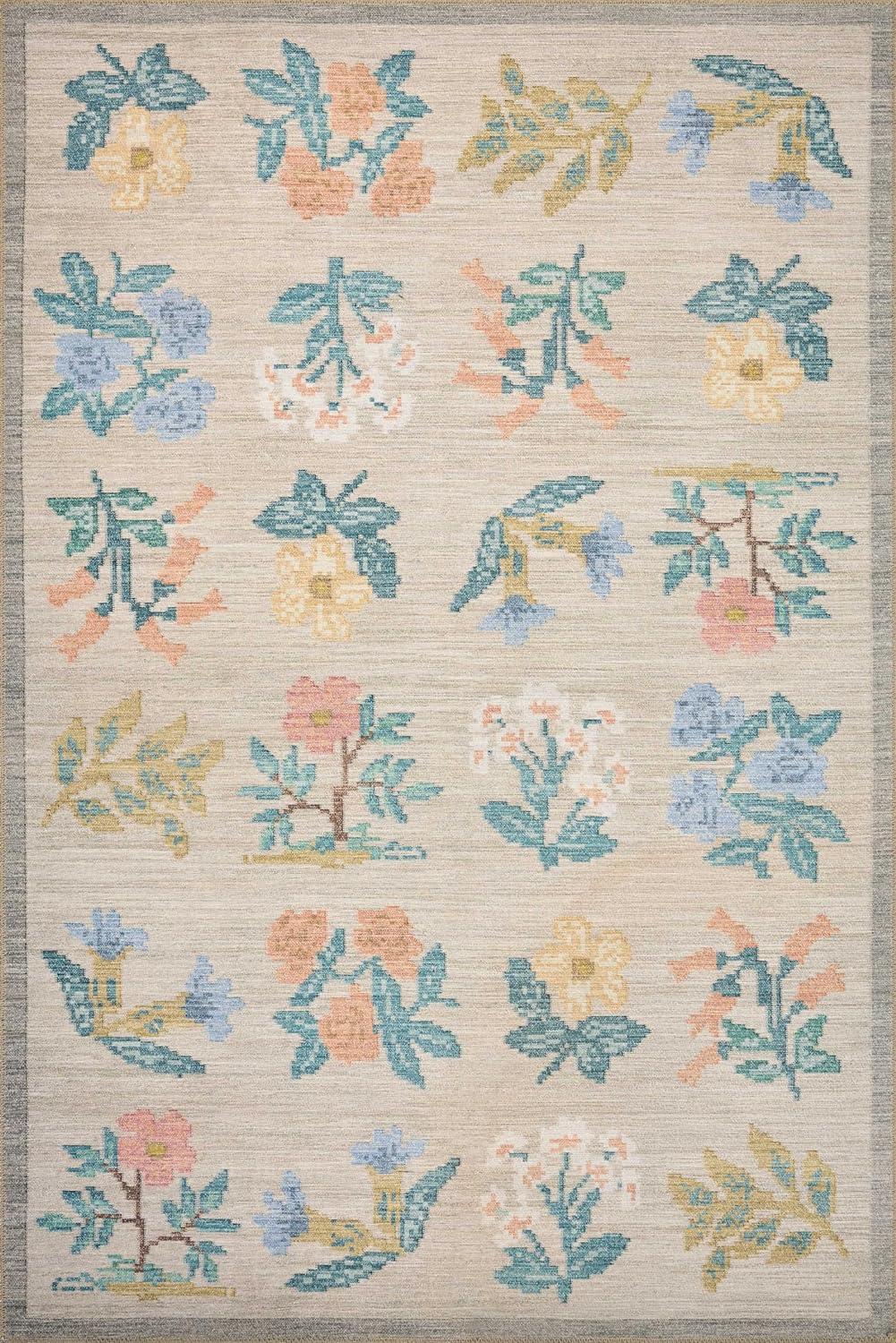 image:imageLoloi Rifle Paper Co Rosa Collection RSA02 Sky 76 x 96 Area RugCream