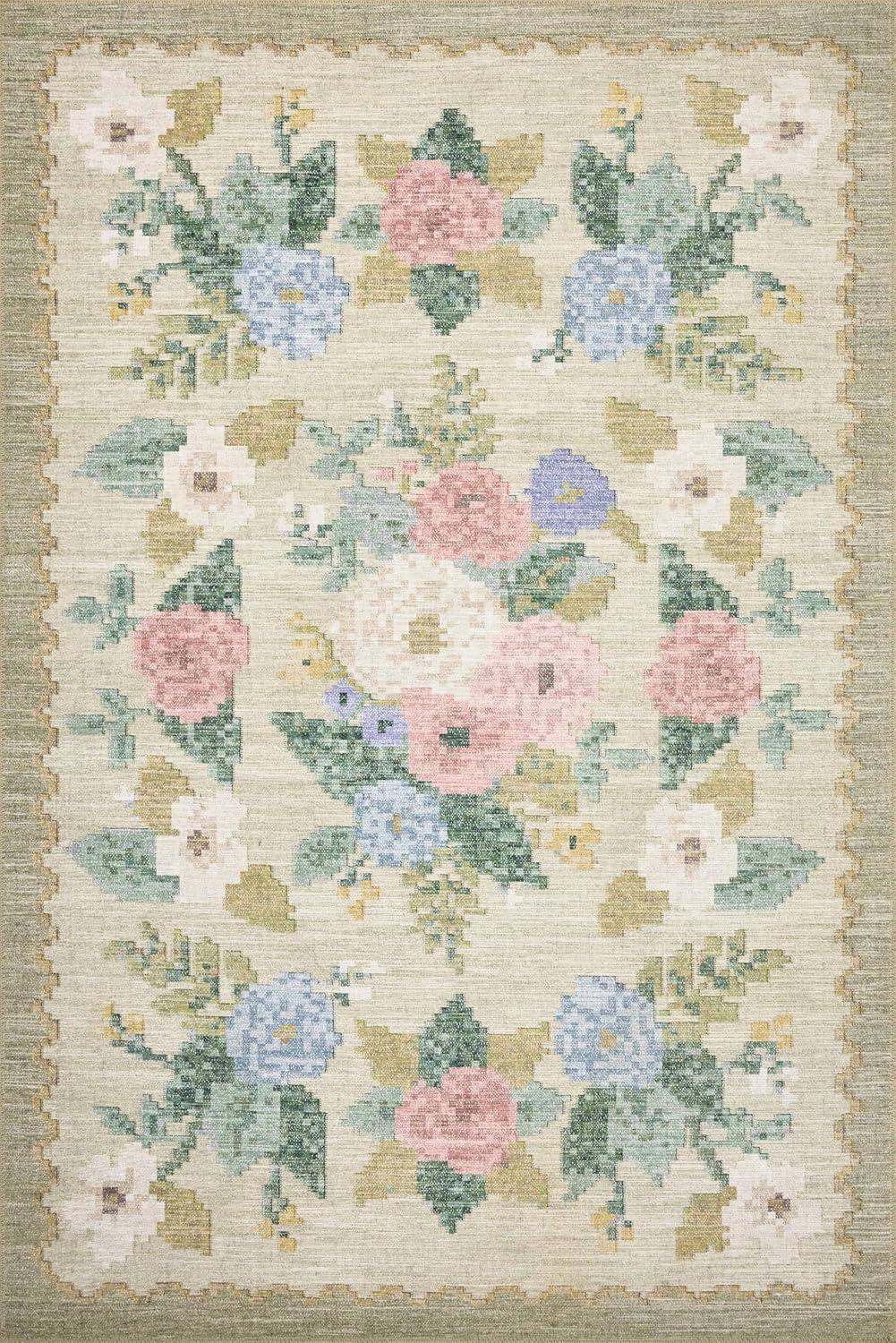 image:imageLoloi Rifle Paper Co Rosa Collection RSA02 Sky 76 x 96 Area RugCreamMulti