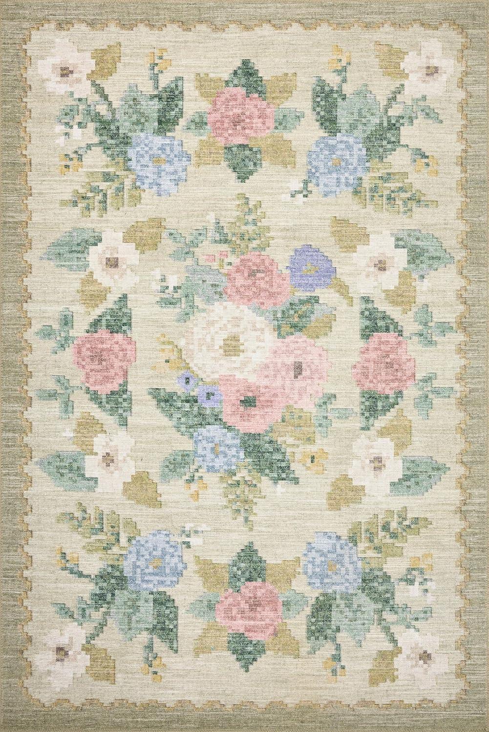 image:imageLoloi Rifle Paper Co Rosa Collection RSA02 Sky 76 x 96 Area RugCreamMulti