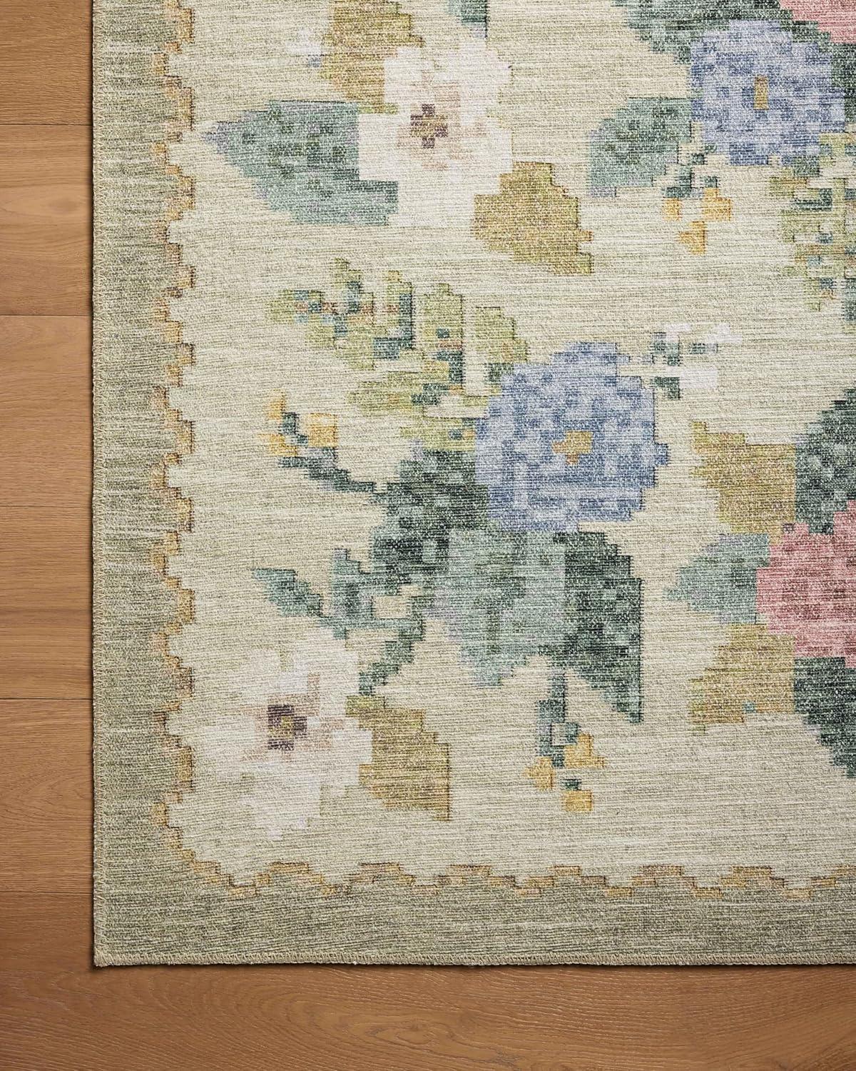 image:imageLoloi Rifle Paper Co Rosa Collection RSA02 Sky 76 x 96 Area RugCreamMulti