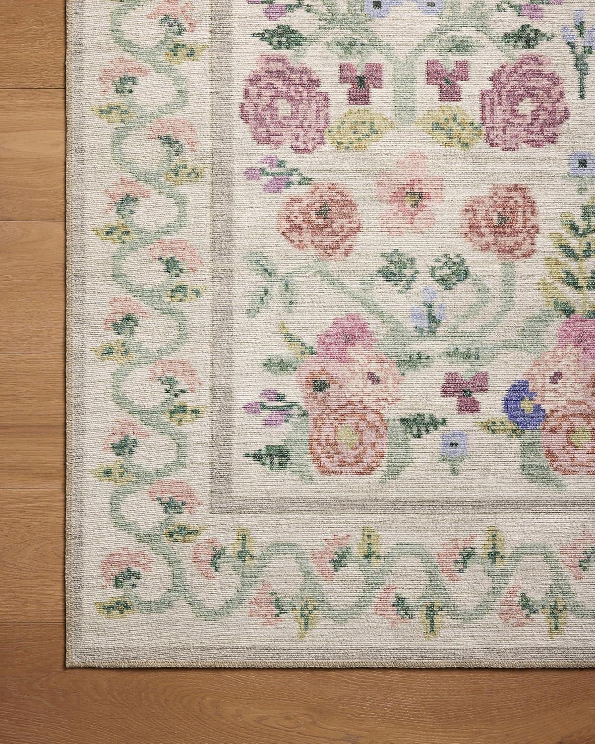 image:imageLoloi Rifle Paper Co Rosa Collection RSA02 Sky 76 x 96 Area RugIvory