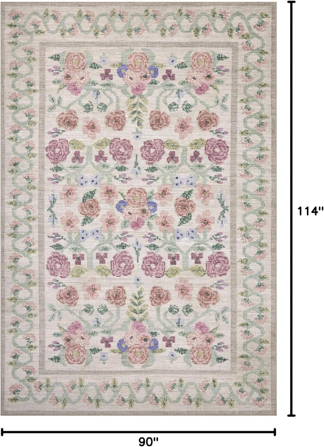 image:imageLoloi Rifle Paper Co Rosa Collection RSA02 Sky 76 x 96 Area RugIvory