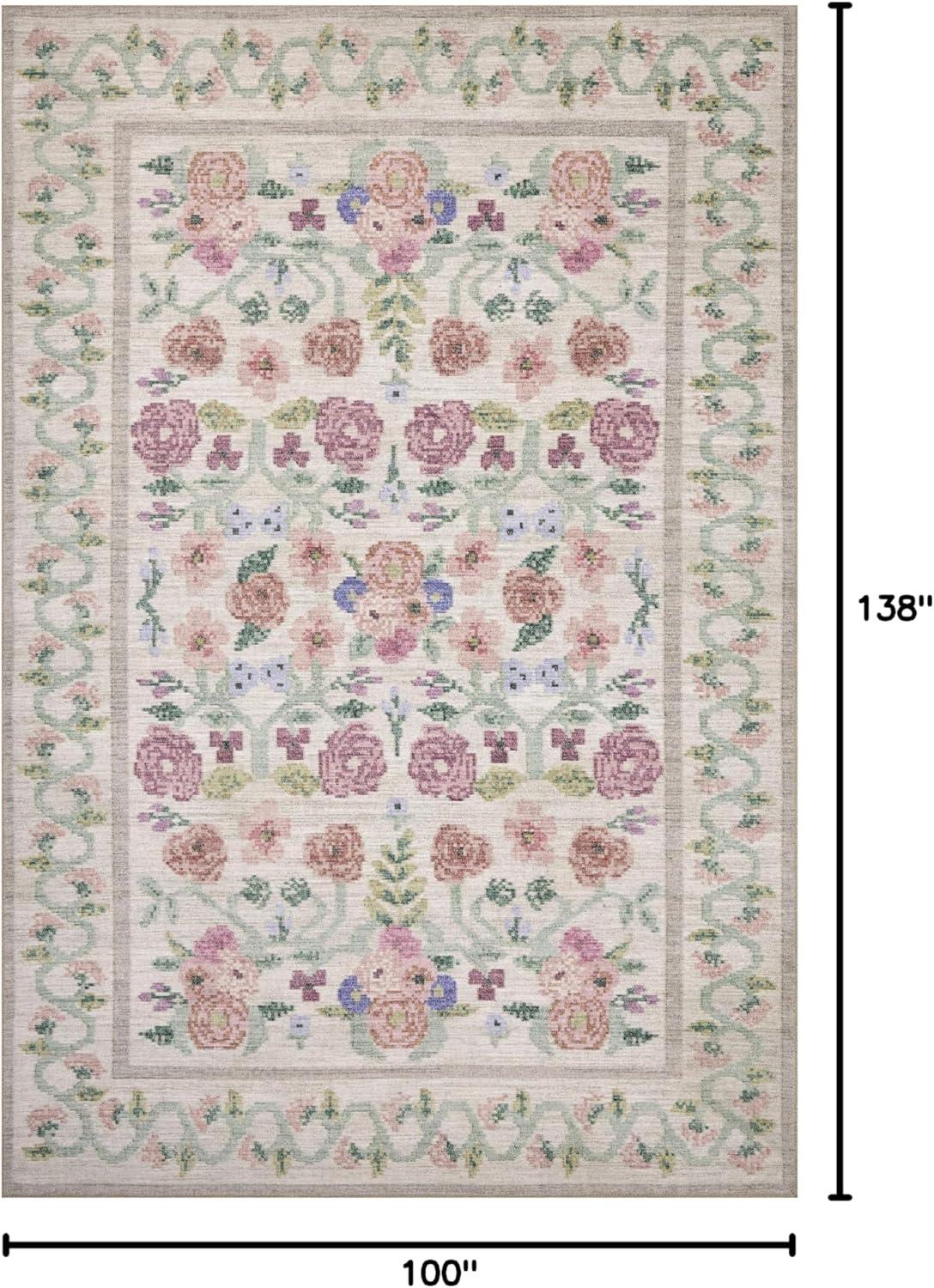 image:imageLoloi Rifle Paper Co Rosa Collection RSA02 Sky 76 x 96 Area RugIvory