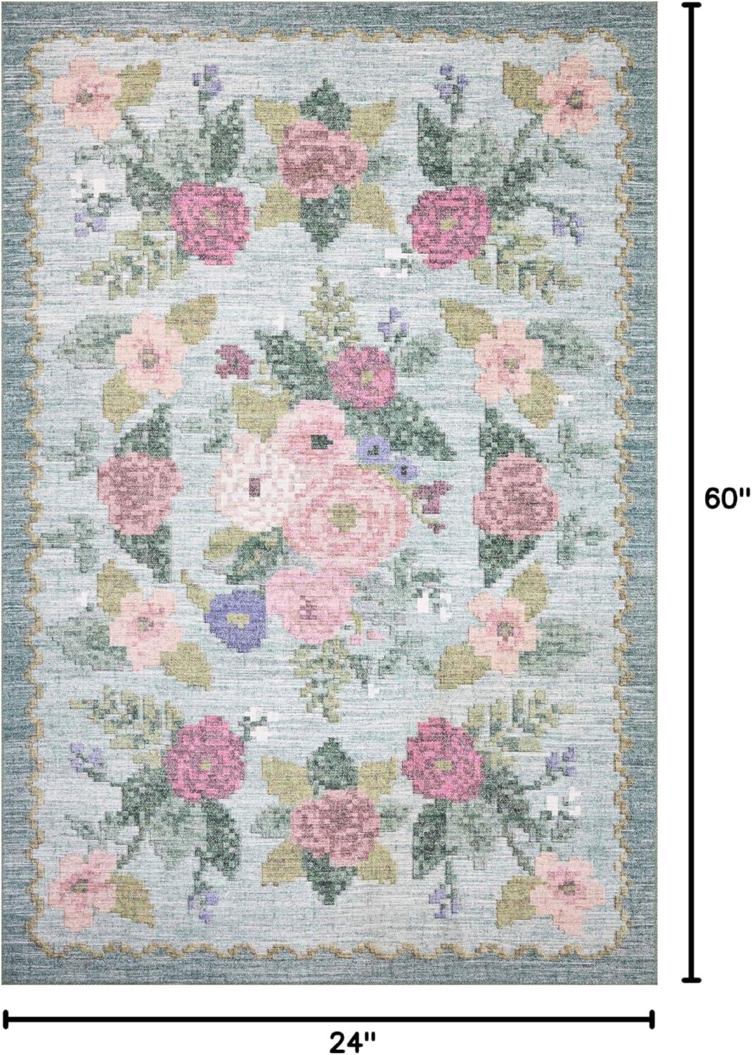 image:imageLoloi Rifle Paper Co Rosa Collection RSA02 Sky 76 x 96 Area RugSky