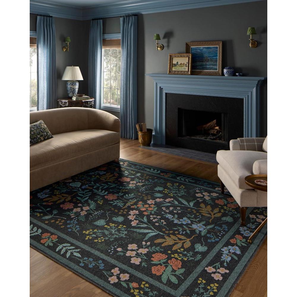 image:imageLoloi Rifle Paper Co Wildwood Collection WWLD02 Navy 26 x 76 Runner RugCharcoal