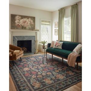 Loloi Rifle Paper Co. Rosa Collection RSA-02 Sky 7′-6″ x 9′-6″ Area Rug(Black)