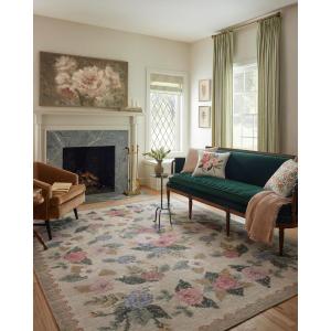 Loloi Rifle Paper Co. Rosa Collection RSA-02 Sky 7′-6″ x 9′-6″ Area Rug(Cream/Multi)