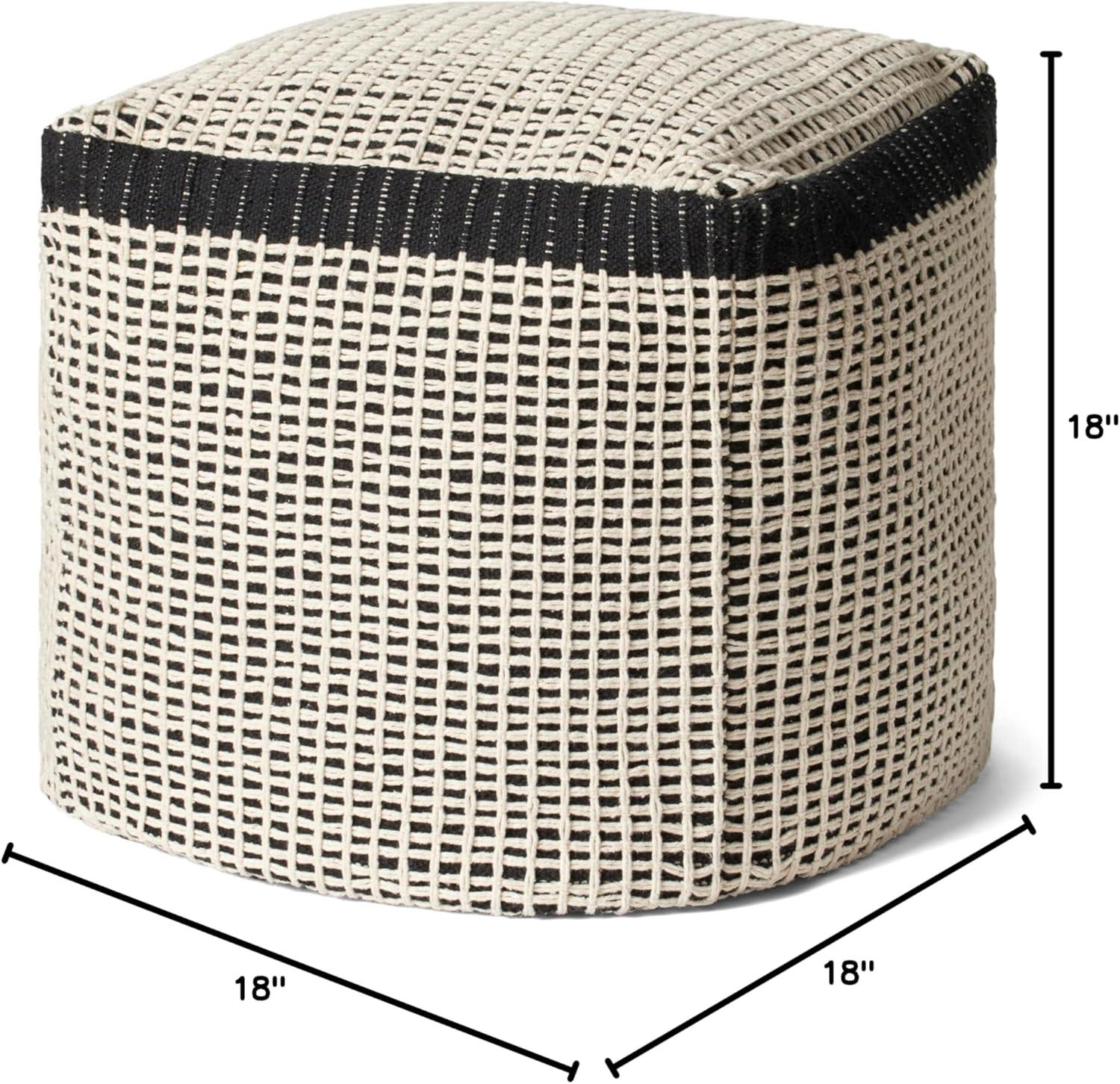 image:imageLoloi II LPF0040 BlackIvory 18 W x 18 D x 18 H Pouf