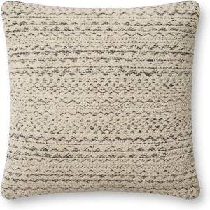 Loloi Angela Rose x Gloaming Collection PAR0009 Charcoal/Ivory 18” x 18” Cover w/Down Pillow(Charcoal / Ivory)