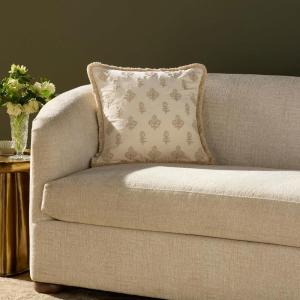 Loloi Chris Loves Julia Darla Collection PCJ0025 Olive 18” x 18” Cover w/Poly Pillow(Ivory)