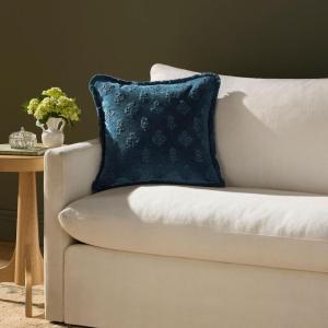 Loloi Chris Loves Julia Darla Collection PCJ0025 Olive 18” x 18” Cover w/Poly Pillow(Navy)