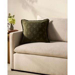 Loloi Chris Loves Julia Darla Collection PCJ0025 Olive 18” x 18” Cover w/Poly Pillow(Olive)