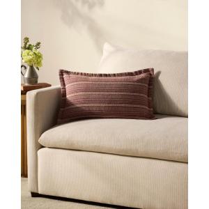 Loloi Chris Loves Julia Howie Collection PCJ0023 Natural 18” x 18” Cover w/Down Pillow(Wine / Natural)
