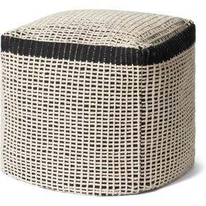 Loloi II LPF0040 Black/Ivory 18” W x 18” D x 18” H Pouf