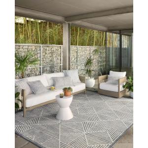 Loloi Rainier Collection RAI-03 Natural/Ivory 5′-3″ x 7′-7″ Area Rug(Slate Blue / Ivory)