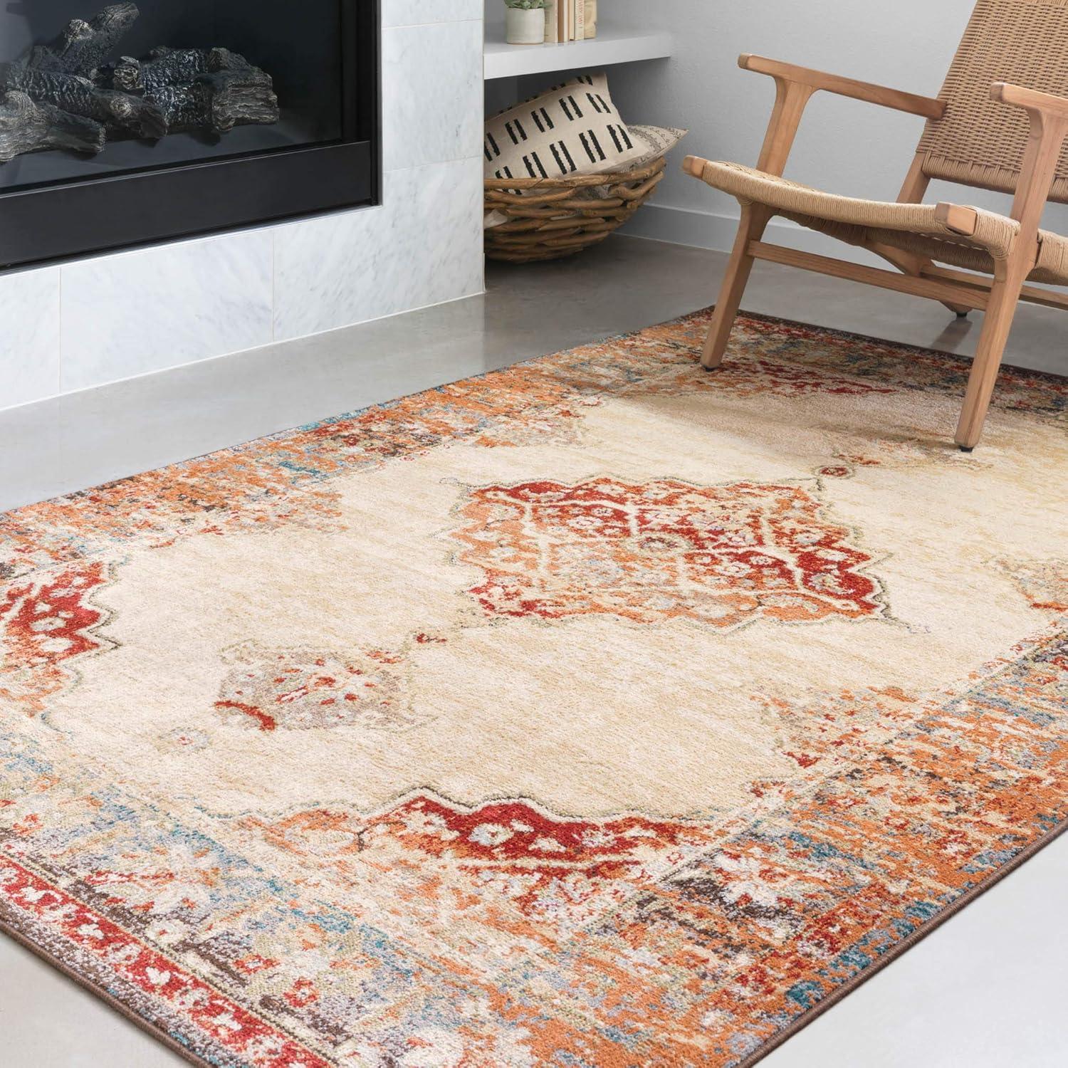 image:imageLoloi Isadora Collection ISA06 LagoonMulti 80 x 100 Area RugAnt Ivory Sunset