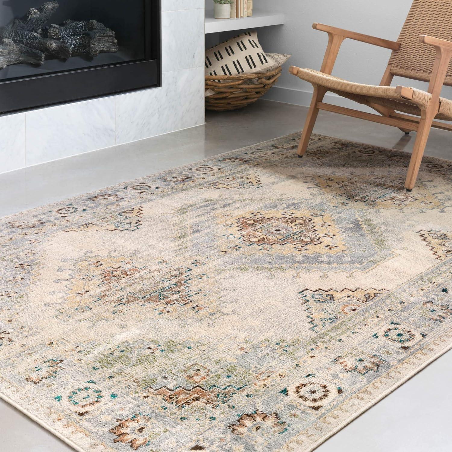 image:imageLoloi Isadora Collection ISA06 LagoonMulti 80 x 100 Area RugOatmeal Silver