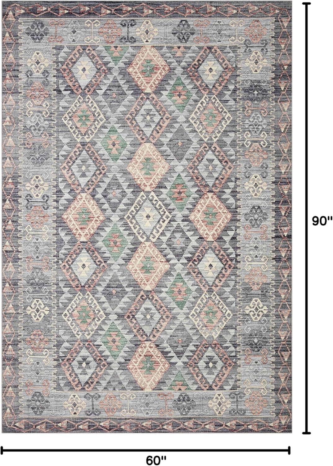 image:imageLoloi Zion Collection ZIO05 RedMulti 76 x 96 Area RugGrey Multi