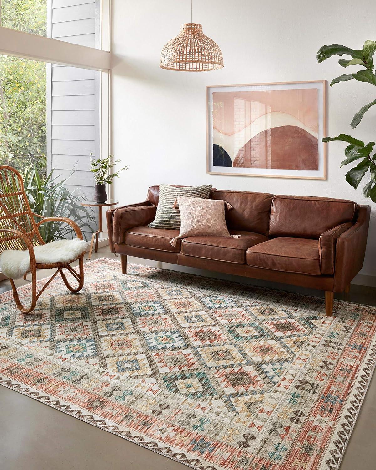 image:imageLoloi Zion Collection ZIO05 RedMulti 76 x 96 Area RugIvory Multi