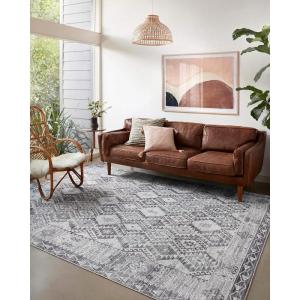 Loloi Zion Collection ZIO-05 Red/Multi 7′-6″ x 9′-6″ Area Rug(Charcoal / Slate)