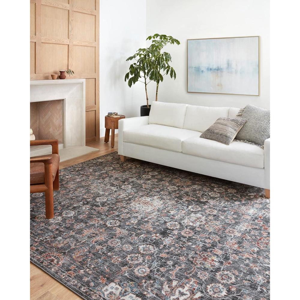 image:imageLoloi Cassandra Collection CSN02 CharcoalGold 93 x 13 Area RugCharcoal Rust