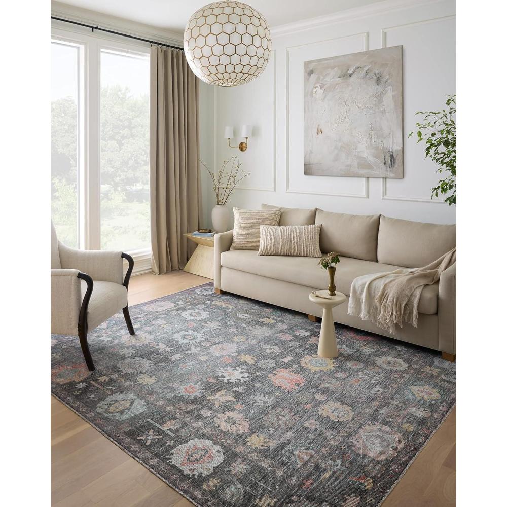 image:imageLoloi Elysium Collection ELY02 GraphiteMulti 76 x 96 Area RugCharcoal Multi