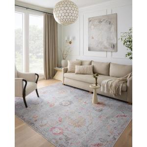 Loloi Elysium Collection ELY-02 Graphite/Multi 7′-6″ x 9′-6″ Area Rug(Silver / Multi)
