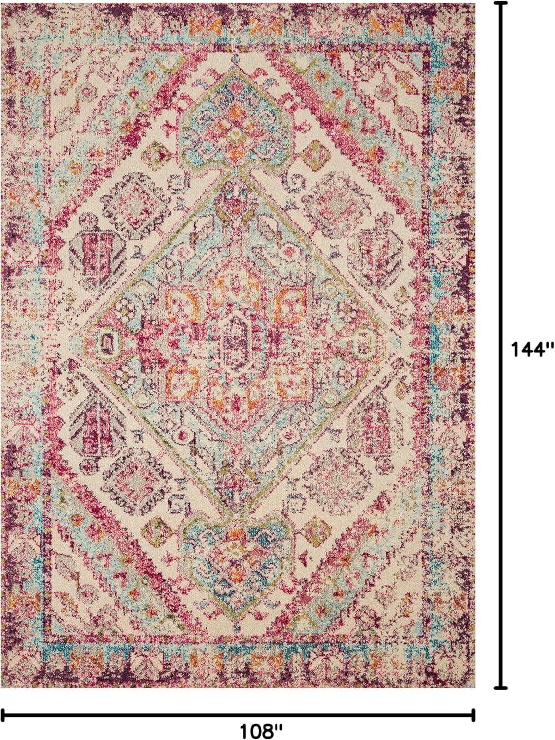 image:imageLoloi Nadia Collection NN02 IvoryPink 100 x 140 Area RugAqua Pink