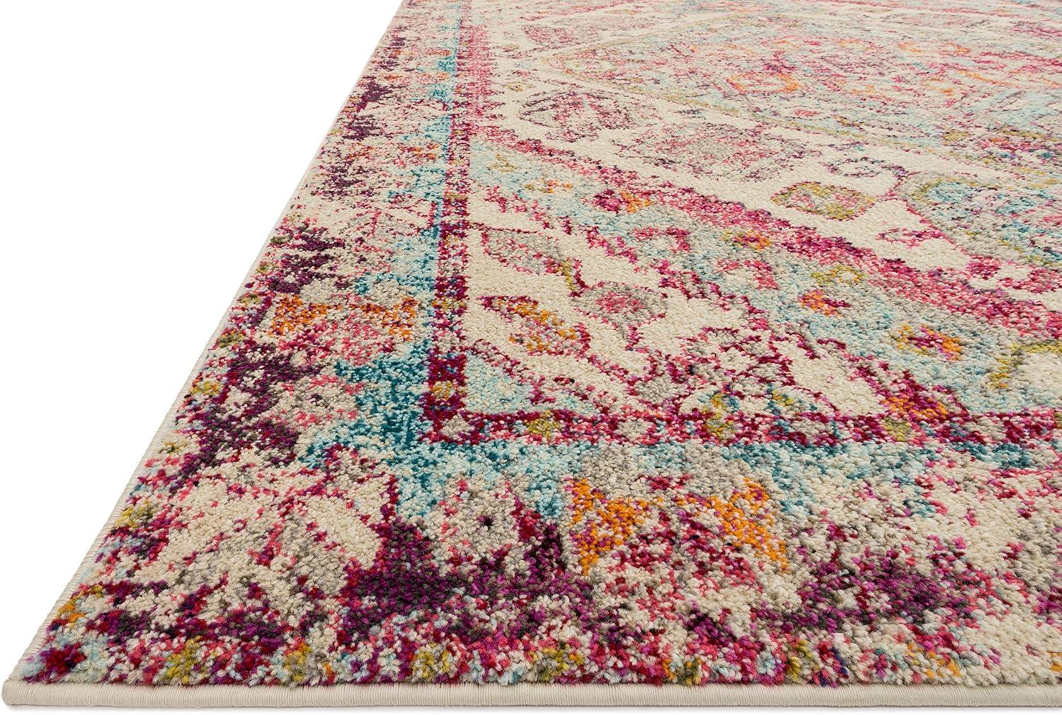 image:imageLoloi Nadia Collection NN02 IvoryPink 100 x 140 Area RugAqua Pink