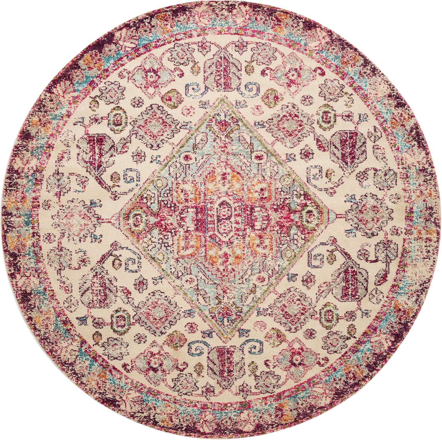 image:imageLoloi Nadia Collection NN02 IvoryPink 100 x 140 Area RugAqua Pink